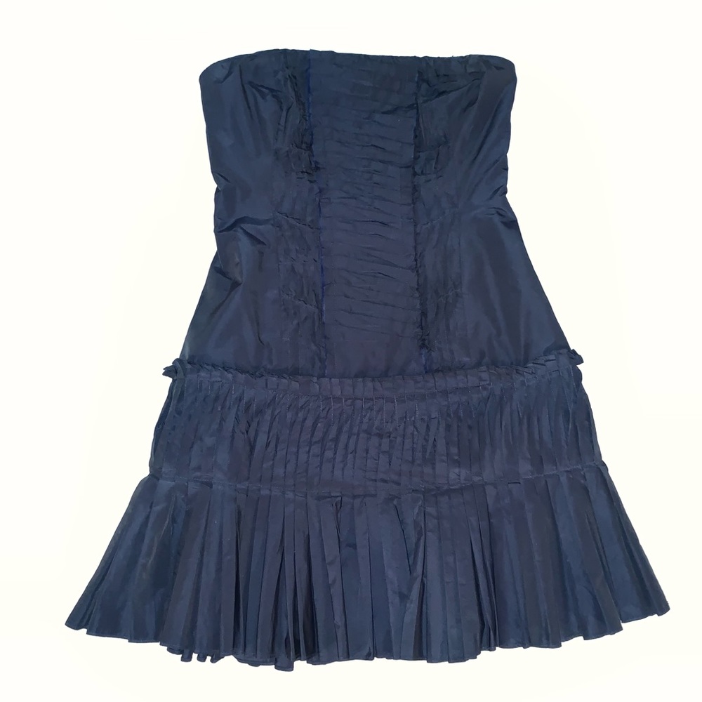 BCBG raw edge strapless cocktail dress